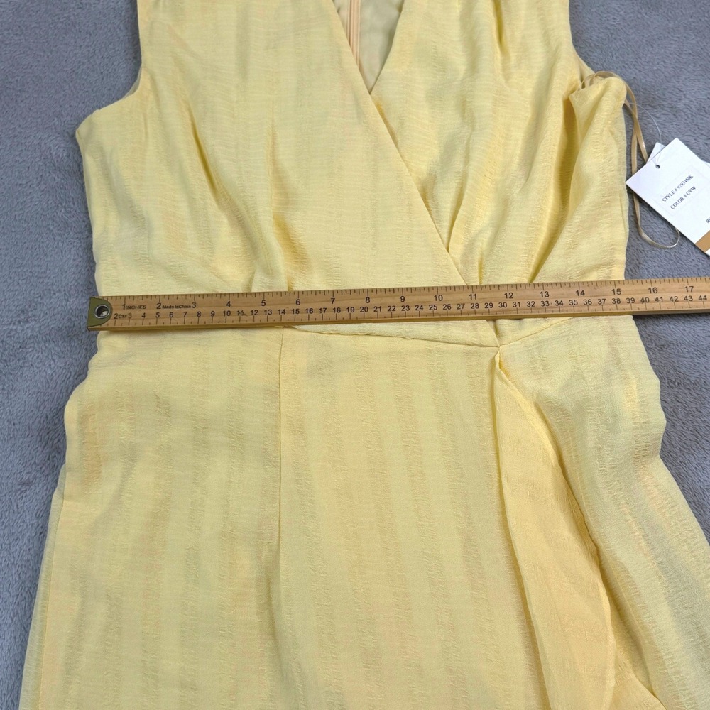 NWT Maison Tara Womens Butter Yellow Sleeveless Faux Wrap Maxi Dress Size 12 - Picture 11 of 15